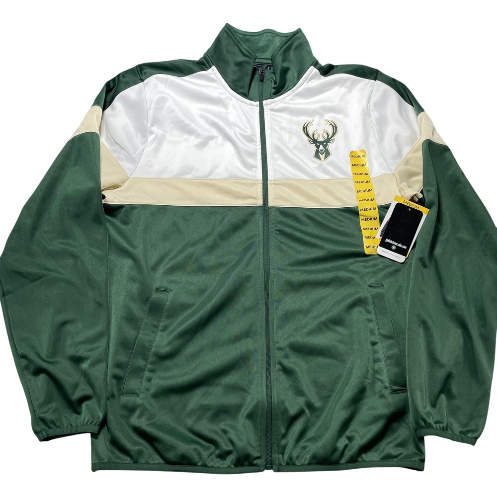 Milwaukee Bucks Jacket Mens Medium Green White NBA Basketball G-III Full Zip